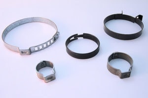 These clamps are produced from either electrogalvanized cold rolled steel or 1050 and 1074 annealed materials.